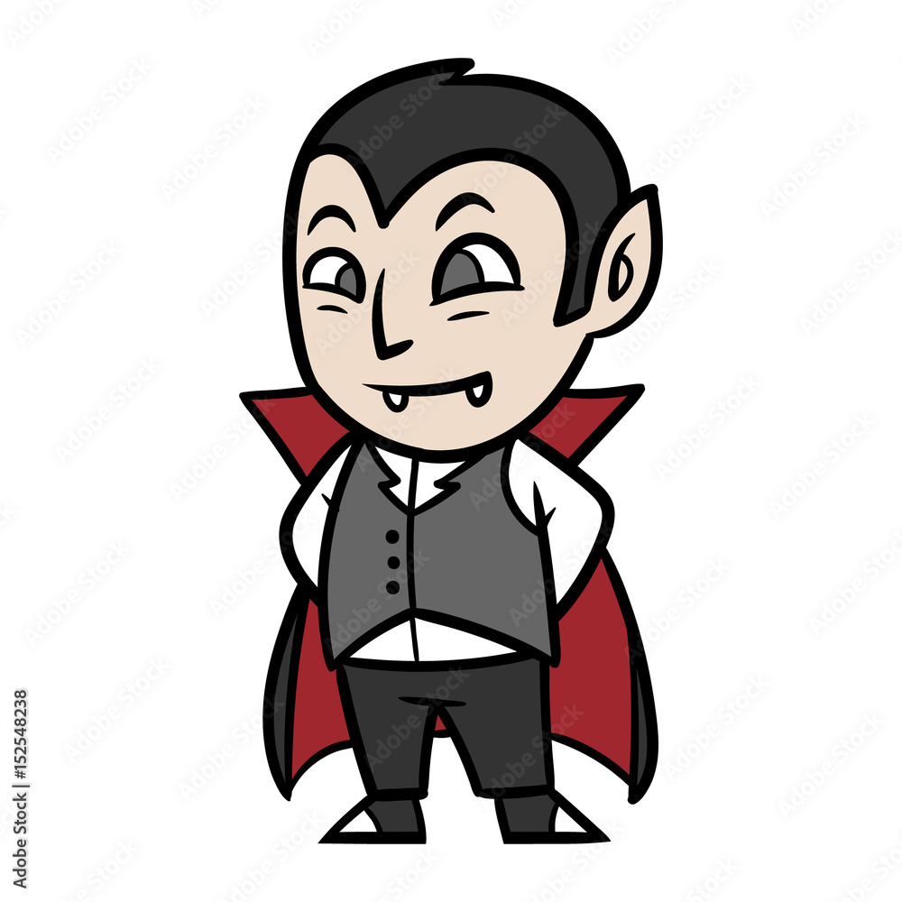 Cute Cartoon Vampire Dracula Vector Illustration Stock Vector | Adobe Stock