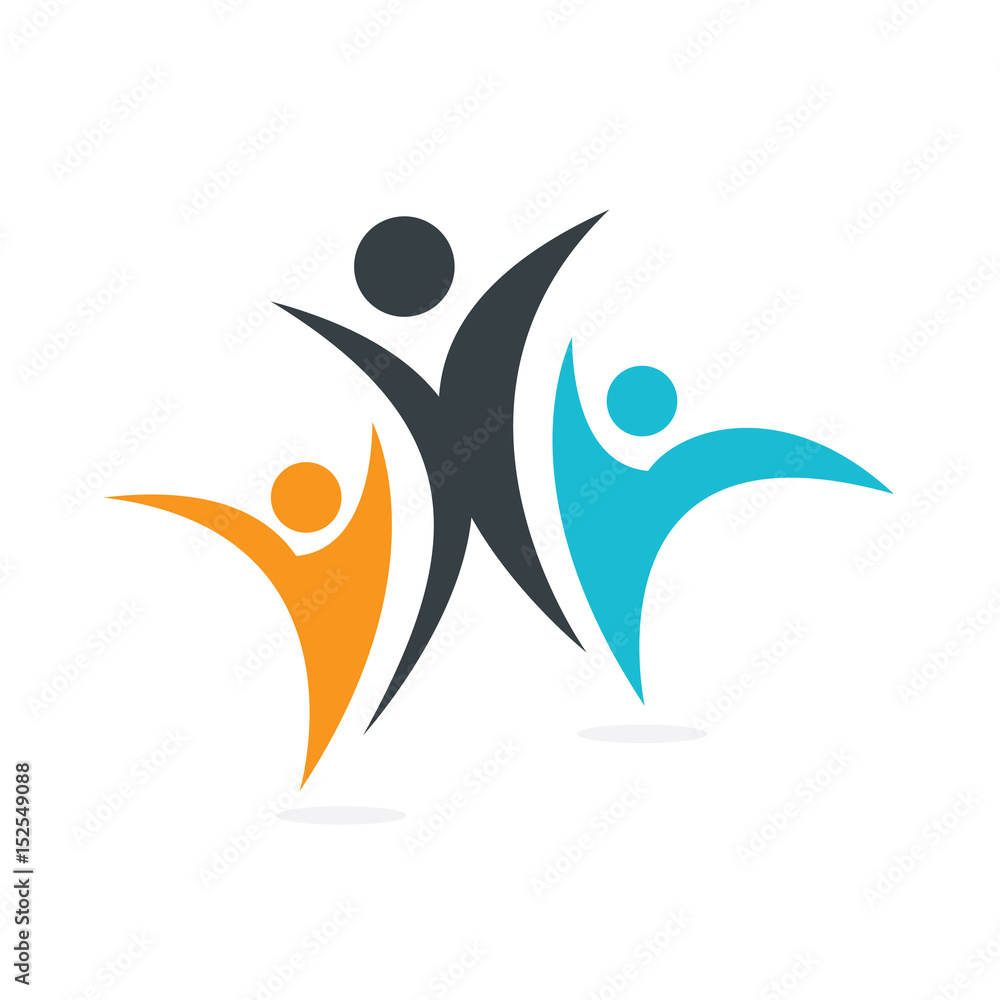 Abstract illustration of multicolor youth people. Vector logo design