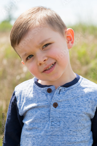 Lifestyle Portrait Young Boy Outdoors