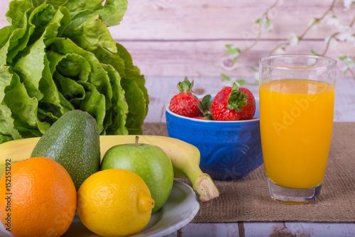 Nice image of a fruit and vegetable based juice.