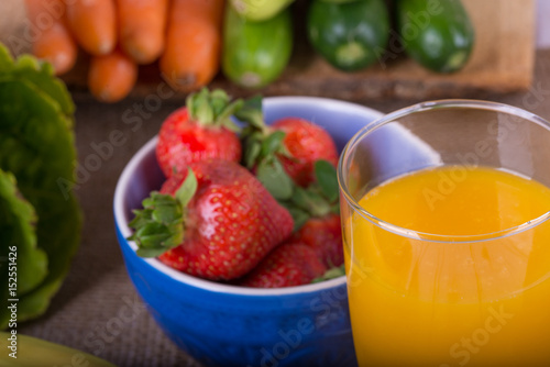 Nice image of a fruit and vegetable based juice.