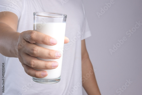 Hand holding a Glass of fresh milk