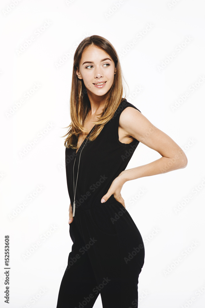 Beautiful business woman on white background Beautiful business woman on white background