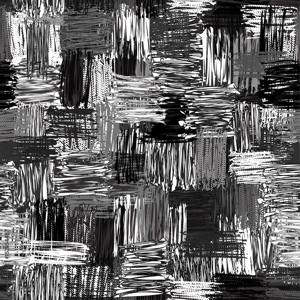 Seamless pattern with grunge striped scribble vertical and horizontal elements in black and white design Seamless pattern with grunge striped scribble vertical and horizontal elements in black and white design
