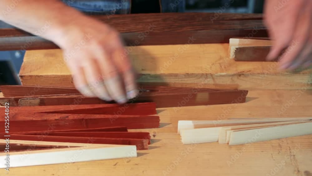 Assembling a billiard cue. Thin wood Assembling a billiard cue. Thin wood