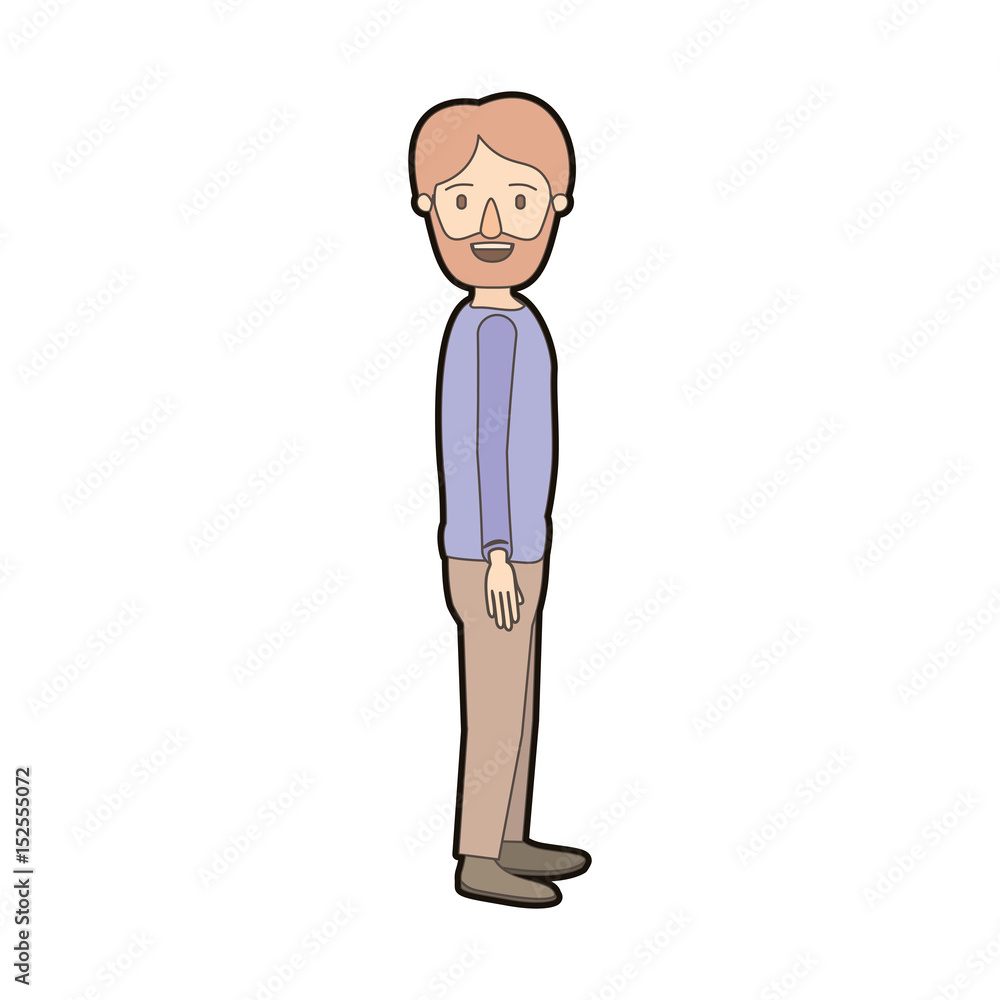 light color caricature thick contour full body man bearded looking to side vector illustration light color caricature thick contour full body man bearded looking to side vector illustration