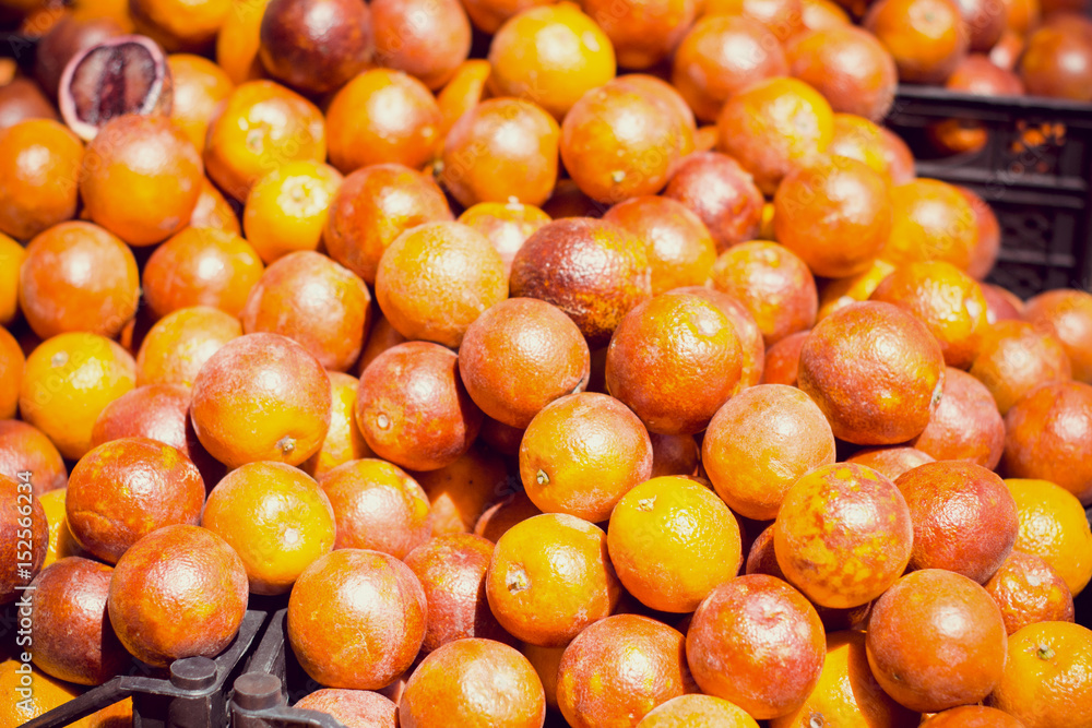 Sicilian mandarins are sold on the market in the city