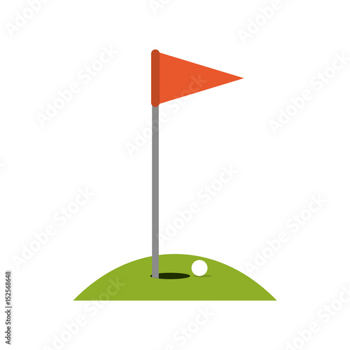 hole ball and flag golf related icon image vector illustration design 