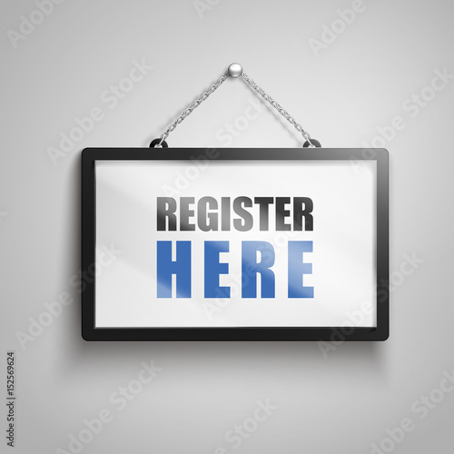 register here text sign