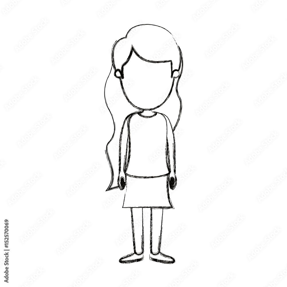 blurred silhouette cartoon full body faceless woman with wavy long hair in skirt vector illustration Stock Vector | Adobe Stock blurred silhouette cartoon full body faceless woman with wavy long hair in skirt vector illustration Stock Vector | Adobe Stock