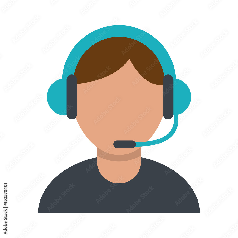 person with headset ecommerce or customer service icon image vector illustration design 