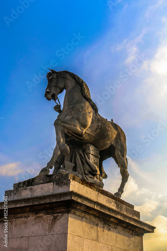 PARIS, FRANCE - October 2015: Horse Statue in Lena Bridge