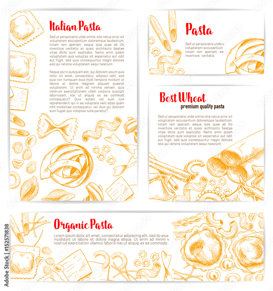Obraz premium Italian pasta, macaroni product poster template