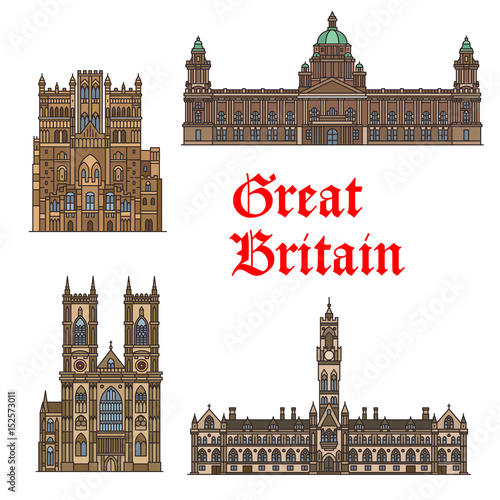 English travel landmark of Great Britain thin icon
