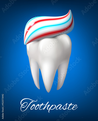 Tooth with toothpaste poster for dentistry design