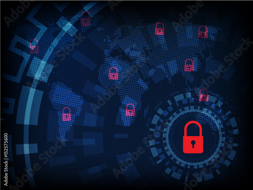 Ransomware alert, technology ,cyber secueity,cybercrime,world map  ,world map  furnished by NASA and draw by illustrator cc.