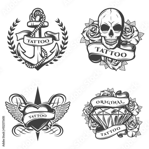 Vintage Tattoo Studio Emblems Set