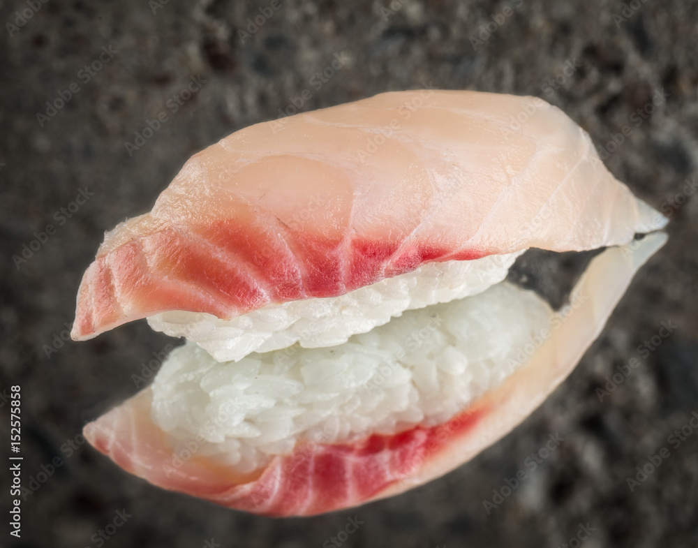 Nigiri sushi with sea bass Nigiri sushi with sea bass