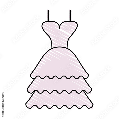 color crayon stripe image wedding dress fashion design vector illustration