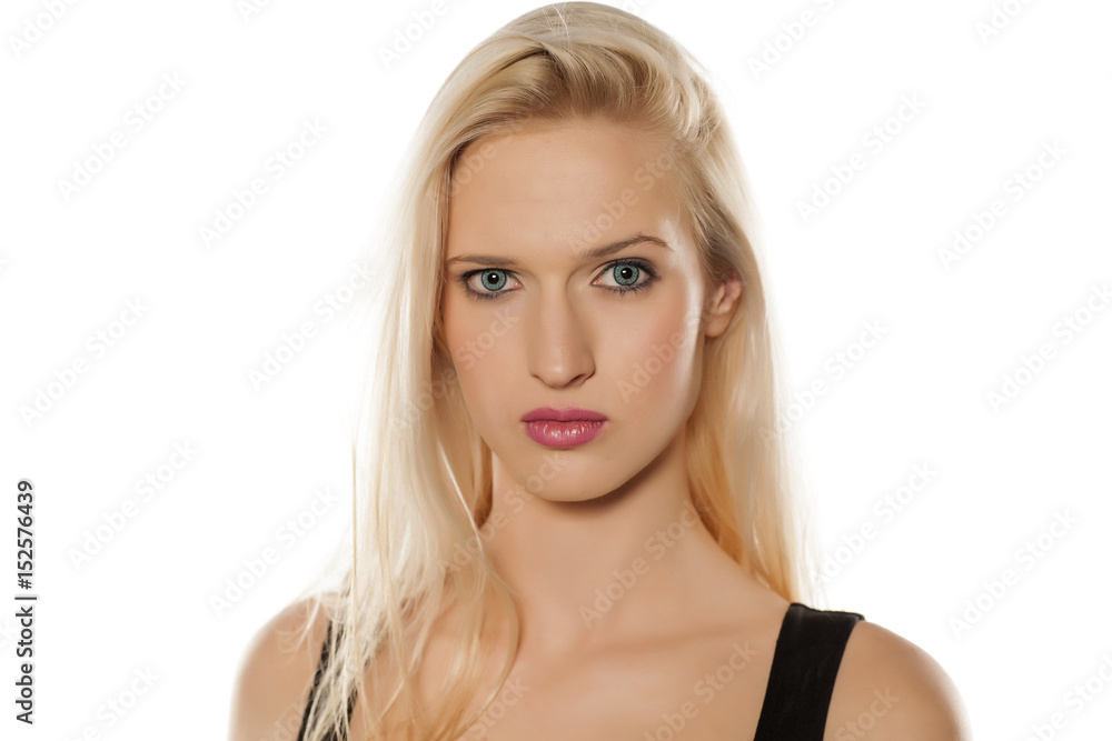 Young blonde with contact lenses Young blonde with contact lenses