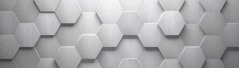 Papier peint photo Couloir et Hall Hexagones métal brossé fond moderne  © Vidady