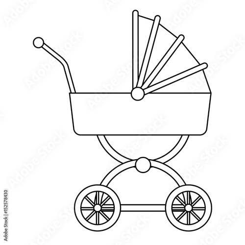 baby carriage wheel decoration outline vector illustration