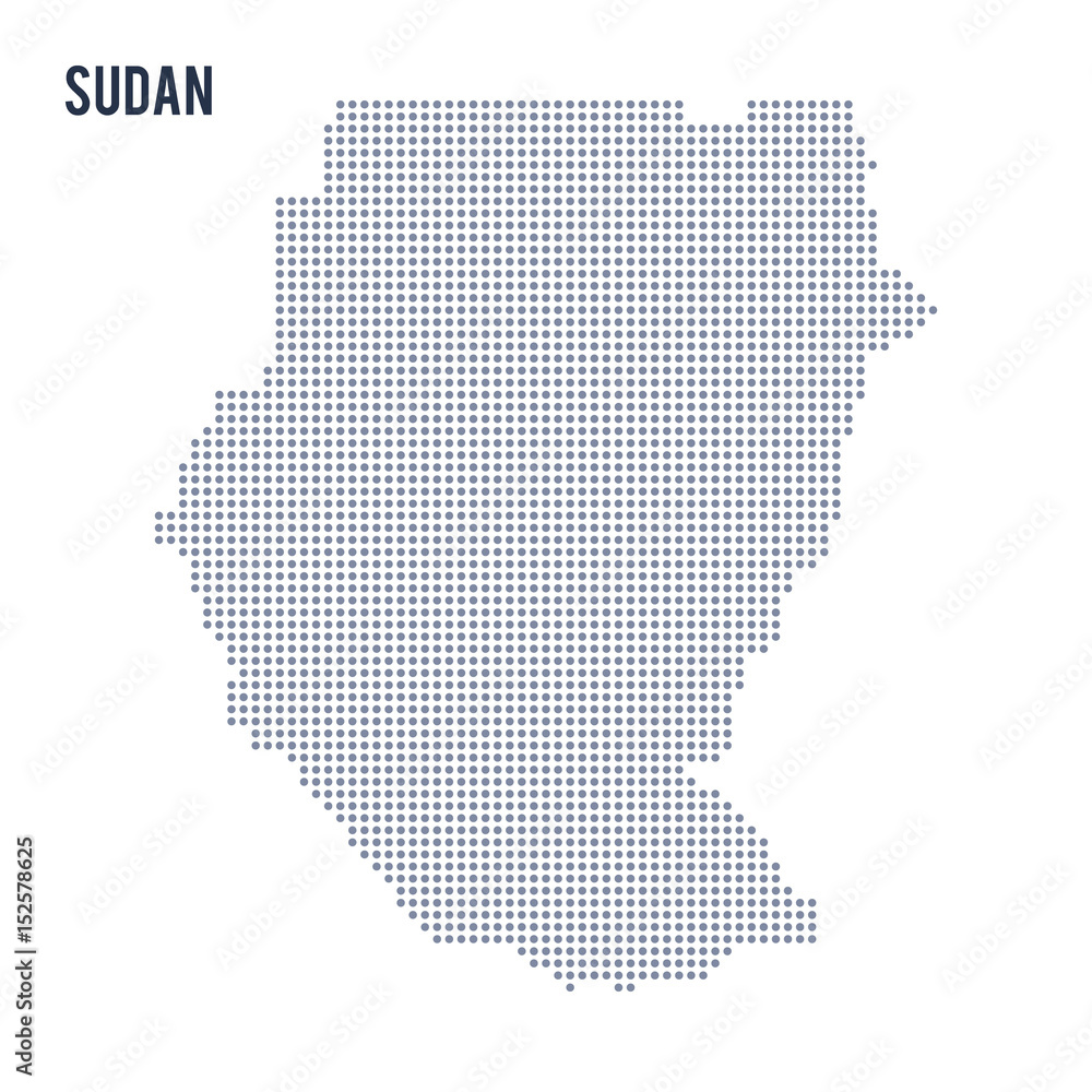 Vector dotted map of Sudan isolated on white background .