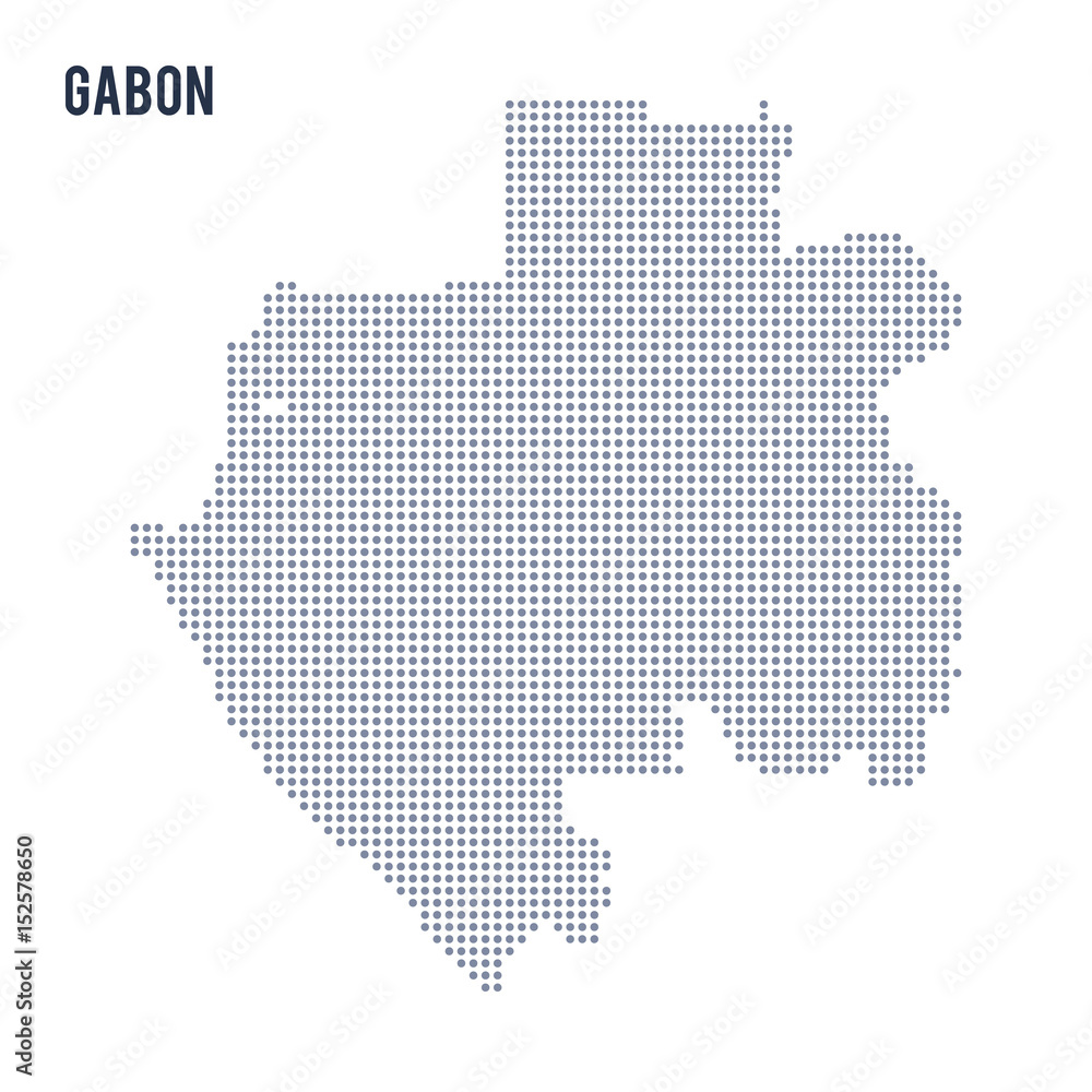 Vector dotted map of Gabon isolated on white background .