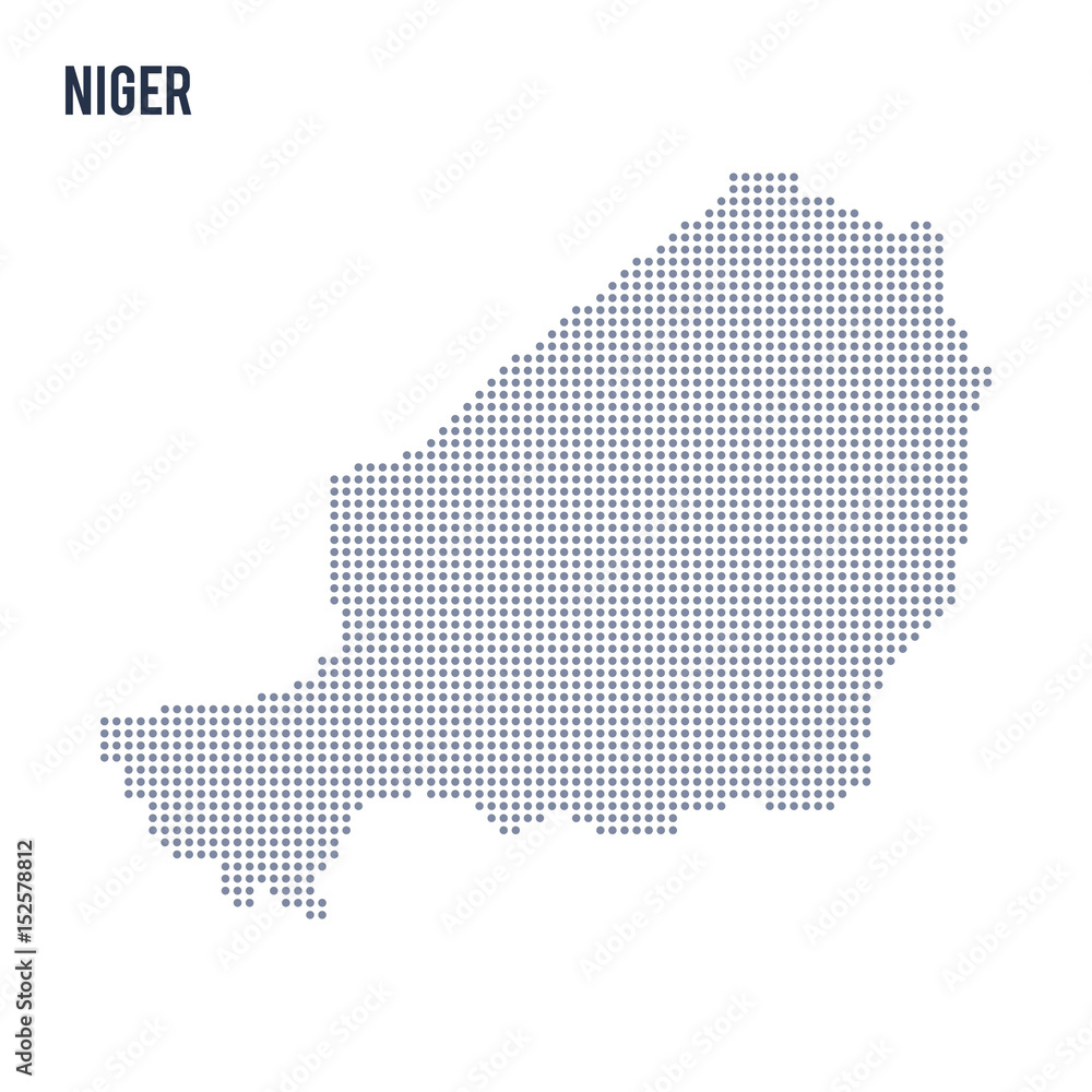 Vector dotted map of Niger isolated on white background .