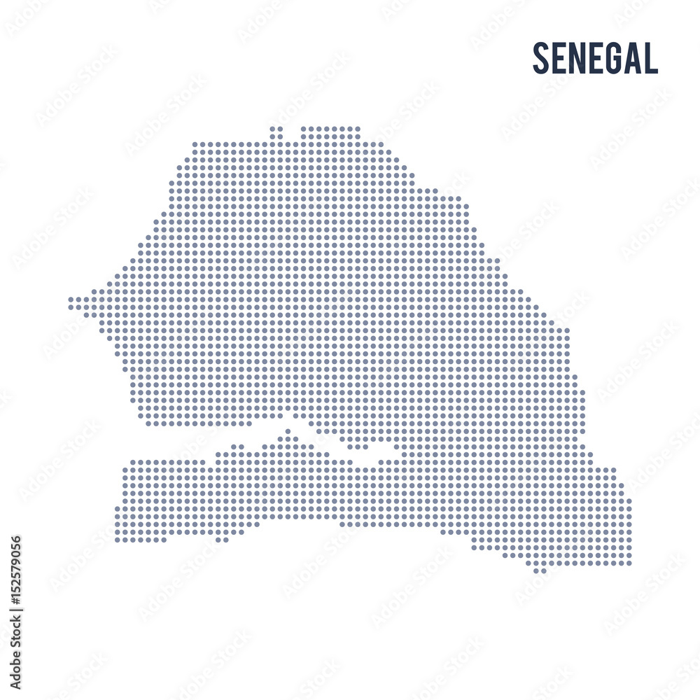 Vector dotted map of Senegal isolated on white background .