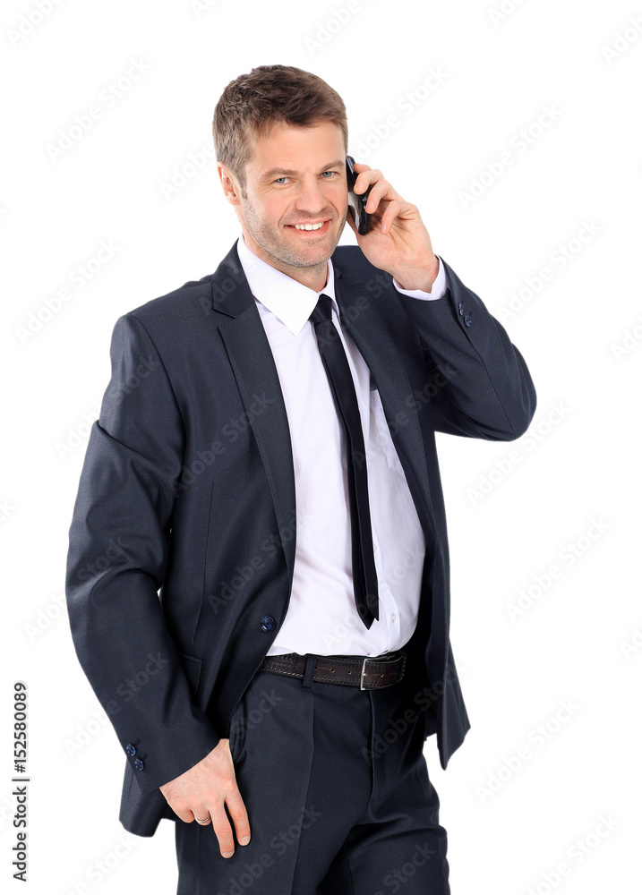 Handsome business man calling Handsome business man calling