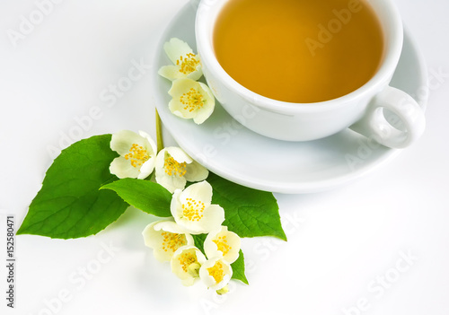 Tea and jasmine flowers