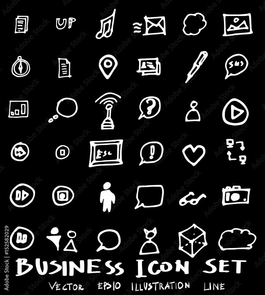 Business set sketch vector ink doodle on chalkboard Business set sketch vector ink doodle on chalkboard