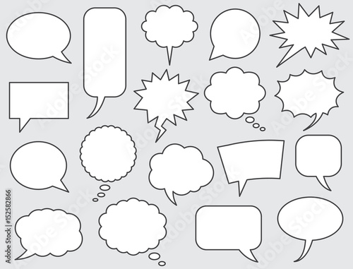 speech bubbles vector set stroke line comics style