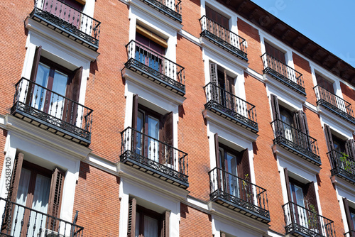 Windows of building in Madrid