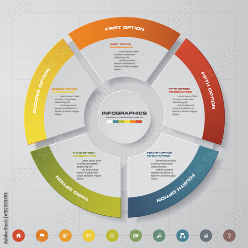 Abstract 5 steps infographis elements.Vector illustration.