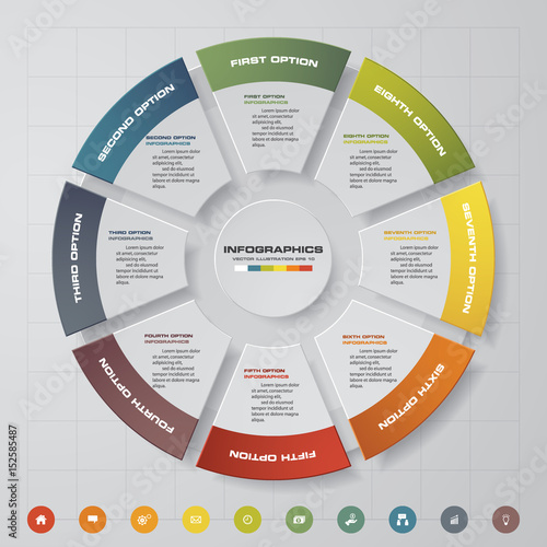 Abstract 8 steps infographis elements.Vector illustration.