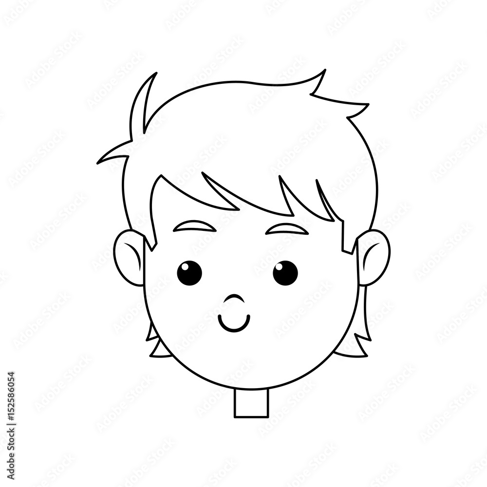 Obraz premium head face boy smiling character line vector illustration