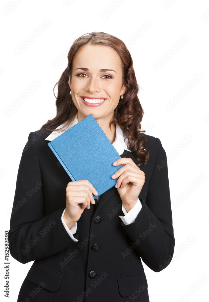 Businesswoman with organizer, isolated on white Businesswoman with organizer, isolated on white