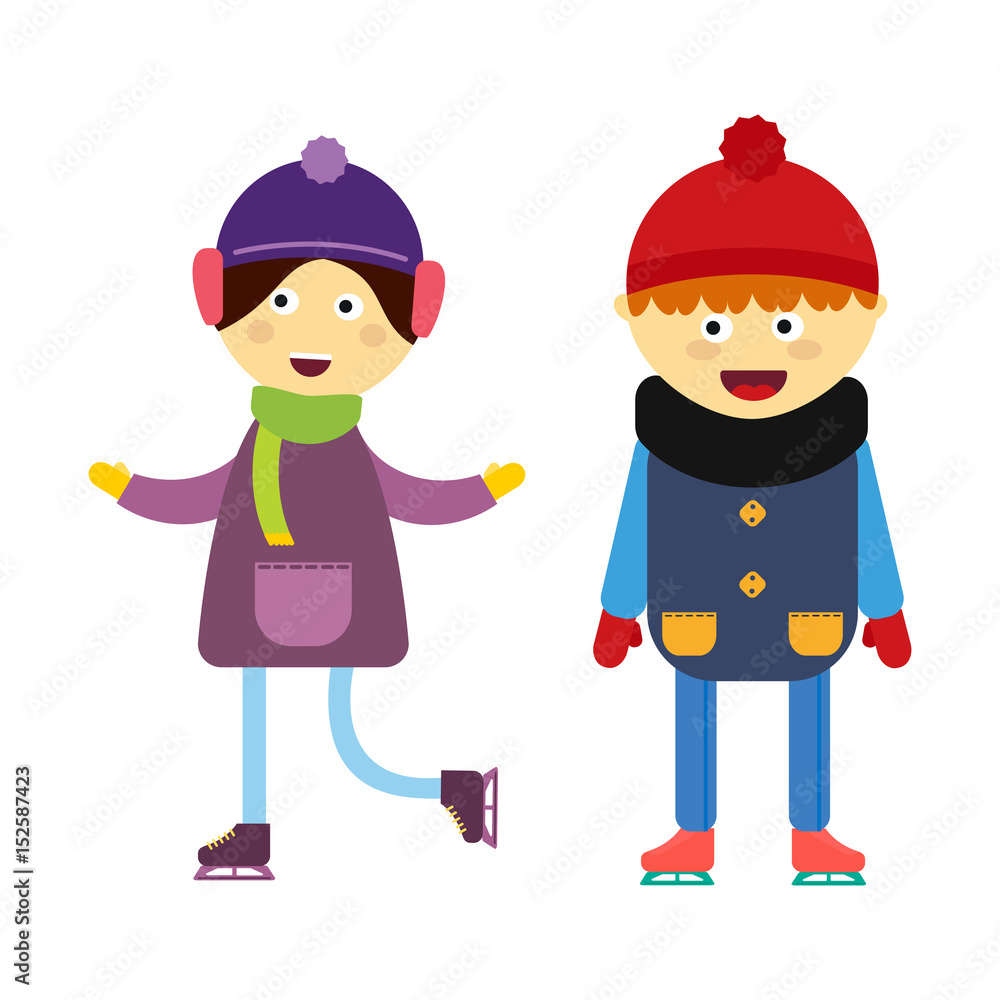 Girl portrait fun happy boy skating expression cute cartoon character little kid vector illustration. Girl portrait fun happy boy skating expression cute cartoon character little kid vector illustration.