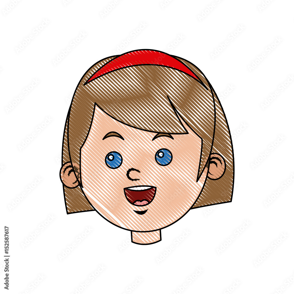 drawing portrait pretty little girl happy vector illustration Stock ...