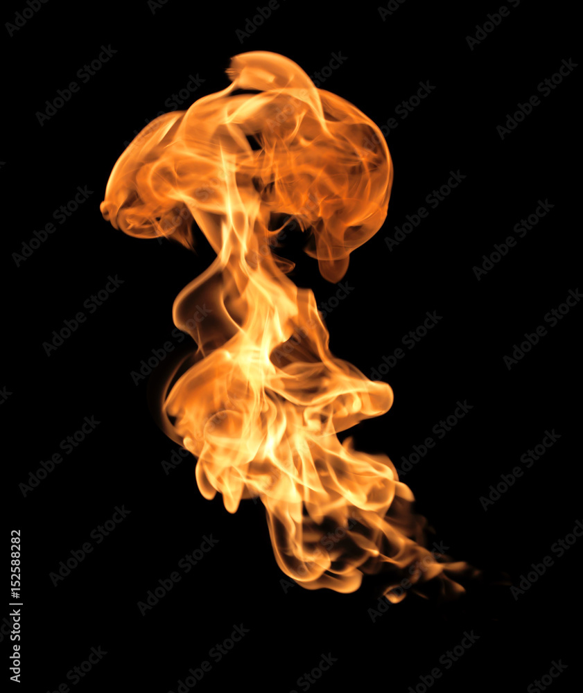 Fototapeta premium Fire flames on a black background