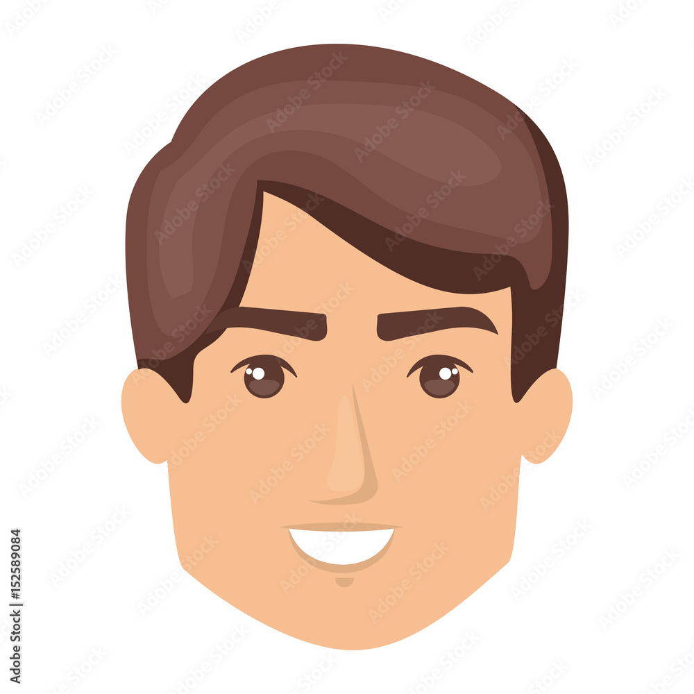 white background of smiling man face with short wavy hairstyle vector illustration white background of smiling man face with short wavy hairstyle vector illustration