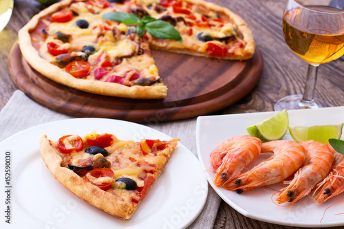 Italian Pizza with seafood.
