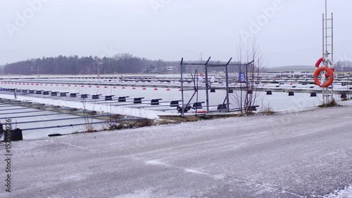 Harbour at winter scene. 