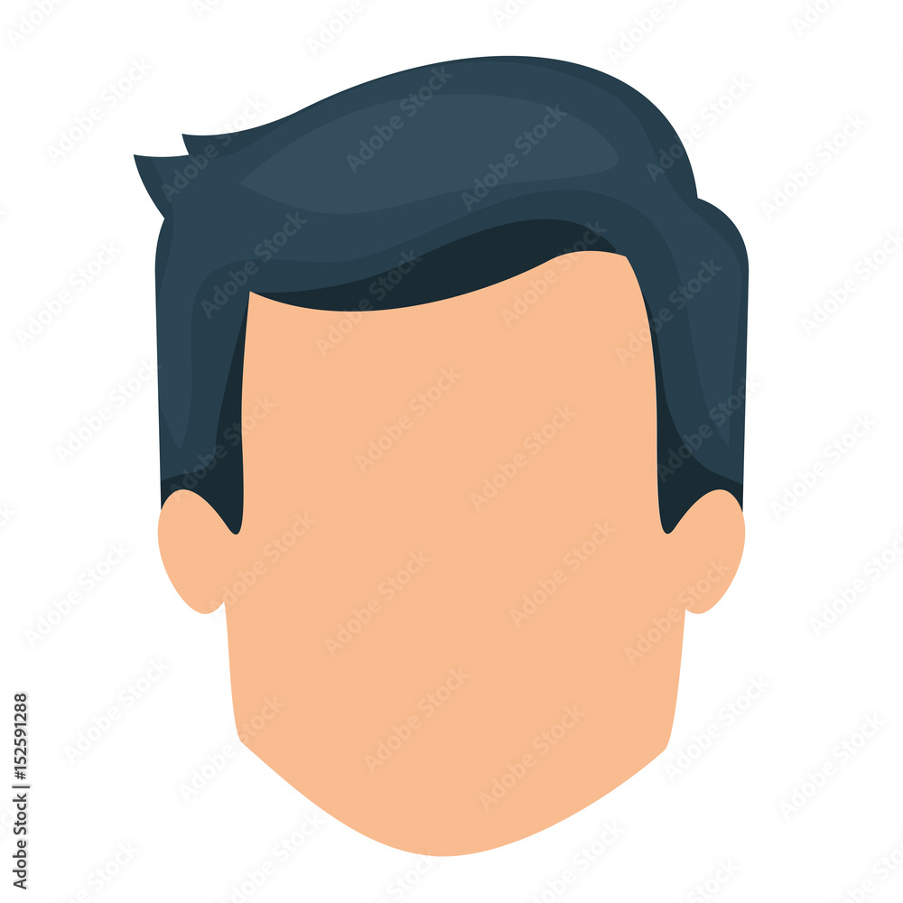 white background of faceless man with dark blue short hair style vector illustration white background of faceless man with dark blue short hair style vector illustration