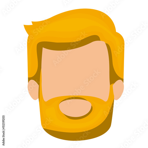 white background of faceless man with blonde hair and beard vector illustration