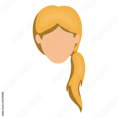 white background of faceless woman blonde with ponytail hair style vector illustration