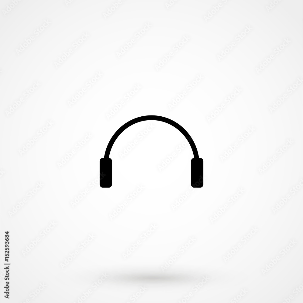 Vector headphones icon. Black symbol silhouette isolated on modern gradient background Vector headphones icon. Black symbol silhouette isolated on modern gradient background