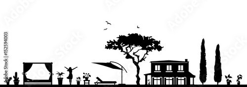 Silhouette Finca am Wasser